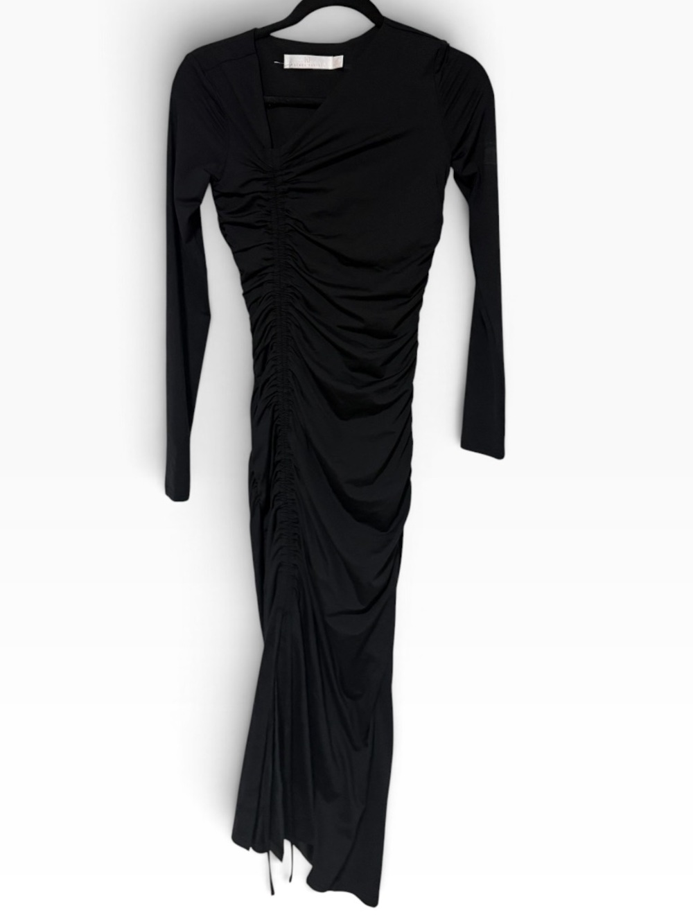 Rachel Parcell Asymmetric Shirred Jersey Midi-Dress in Black Size XS - Picture 4 of 12